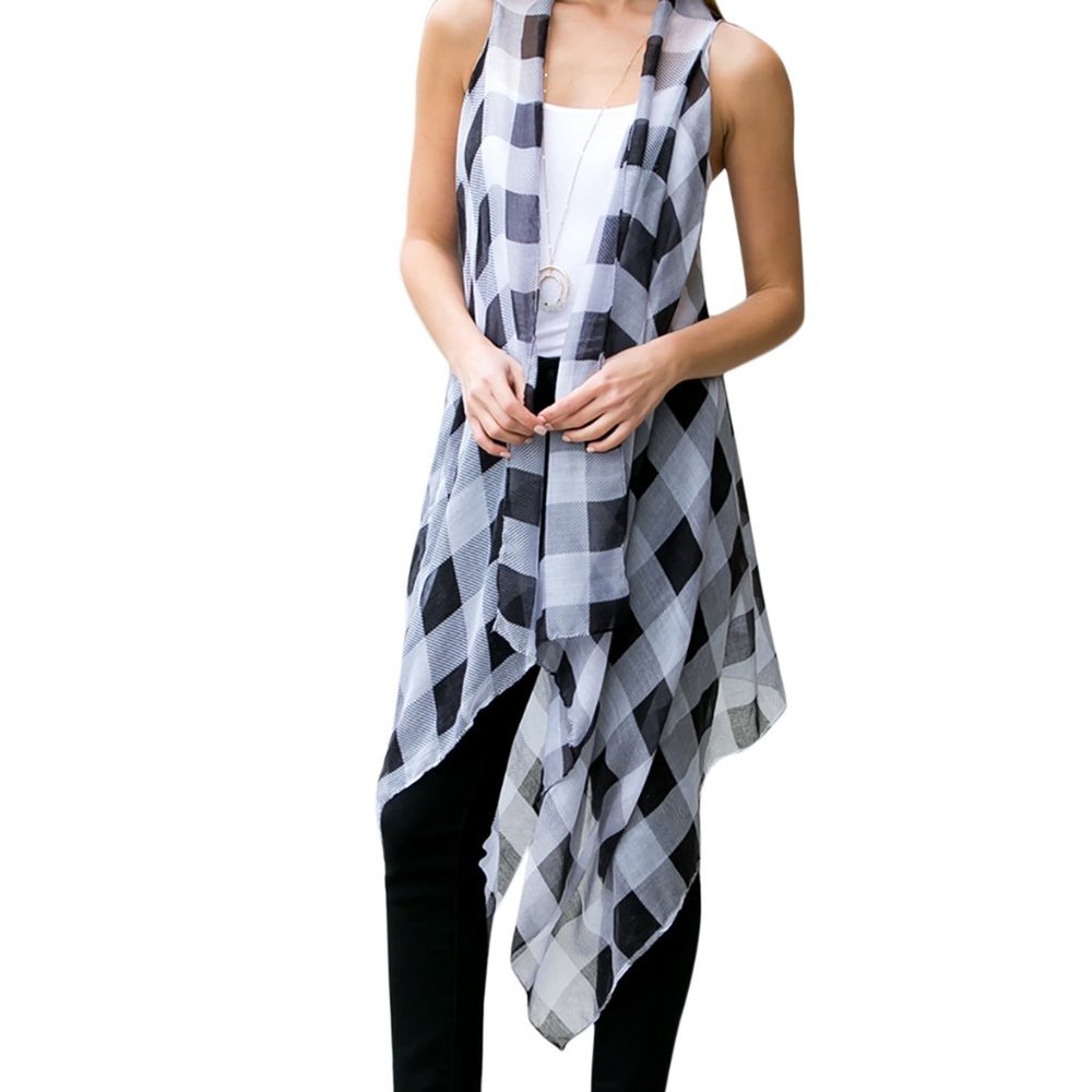 BLACK PLAID CARDIGAN
